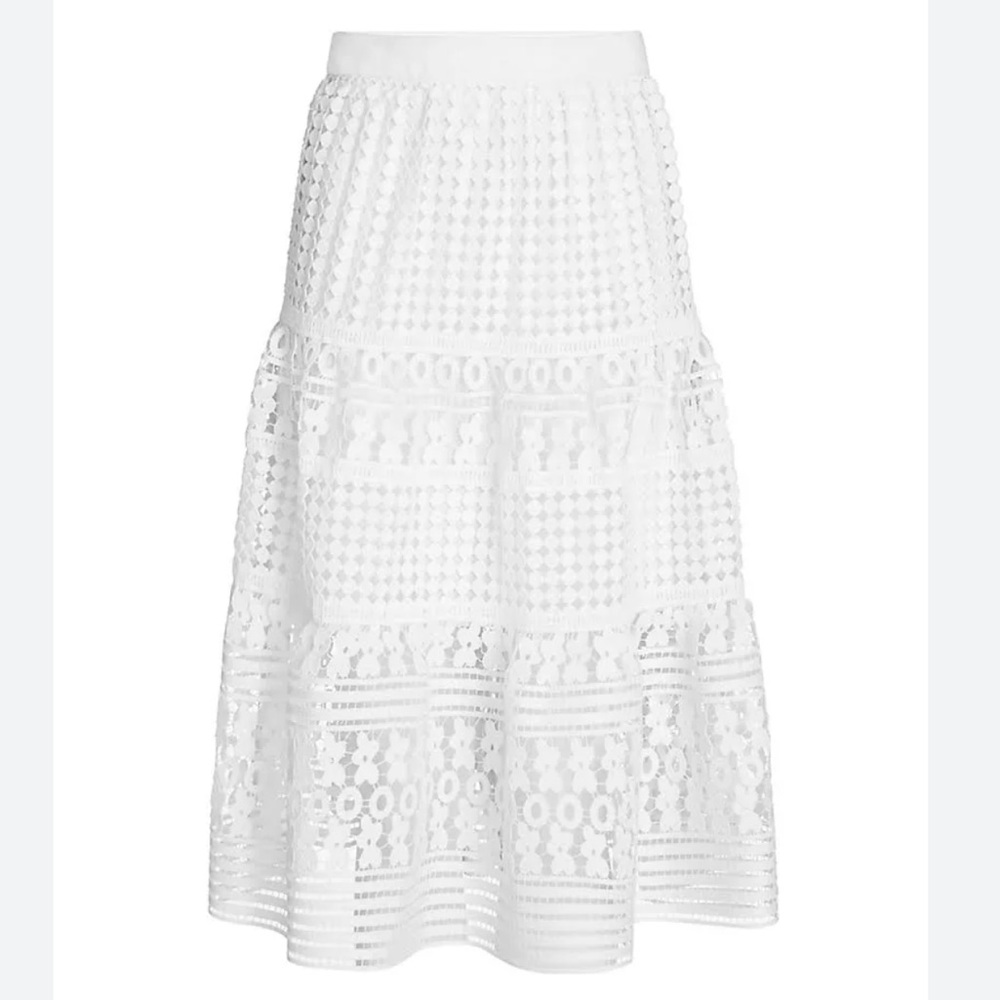 Diane Von Furstenberg White Tiana Lace Skirt